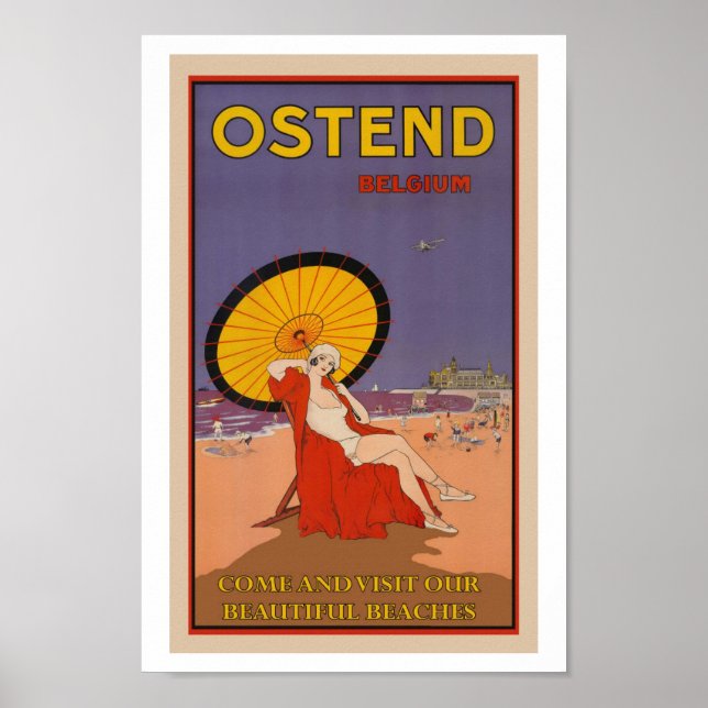 Ostend, Belgium Vintage Travel Poster (Front)