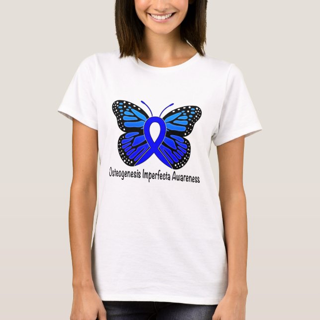 Osteogenesis Imperfecta Butterfly Awareness Ribbon T-Shirt (Front)