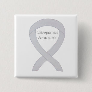 Osteoporosis Awareness White Ribbon Custom Art Pin
