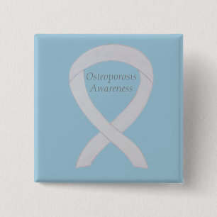 Osteoporosis Awareness White Ribbon Custom Art Pin