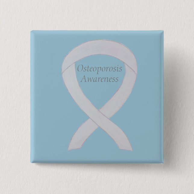 Osteoporosis Awareness White Ribbon Custom Art Pin (Front)