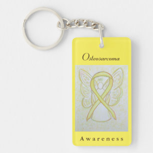Osteosarcoma Awareness Ribbon Angel Key Chain