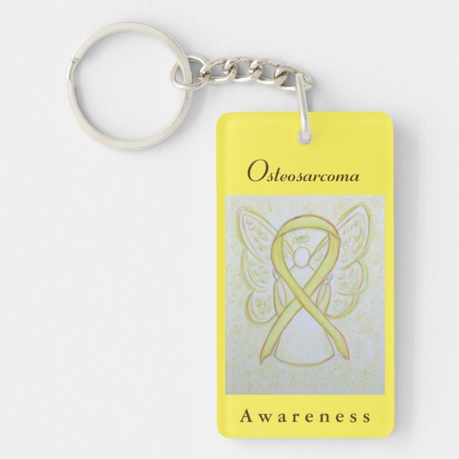 Osteosarcoma Awareness Ribbon Angel Key Chain (Front)