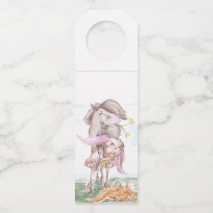 Osterbild mit Pferd und Osterhasen Bottle Tag