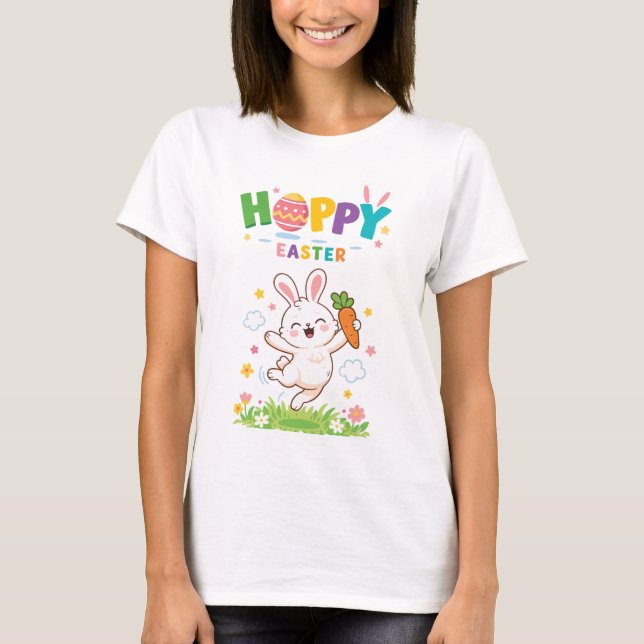 Osterhase Freudenmotiv - Hoppy Easter T-Shirt (Front)