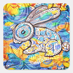 Osterhase im Doodle-Stil Square Sticker