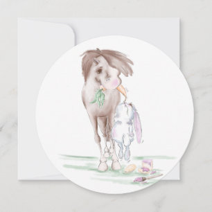 Osterkarte mit süssem Pferd und Osterhase Holiday Card