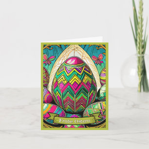Ostermotiv farbiger Cartoon mit Ostereier 50085 Card