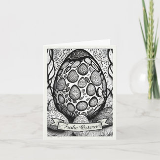 Ostermotiv monochrome Cartoon mit Ostereier 25024 Card
