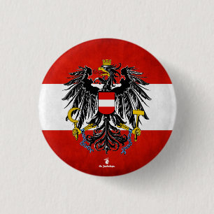 " Österreich: 1918/heute - Flagge mit Wappen... 3 Cm Round Badge