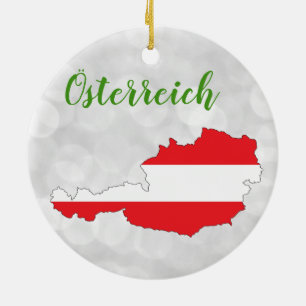 Österreich Austria Austrian Flag Map Ceramic Ornament