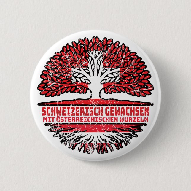 Österreich Österreichisch Schweizer Schweiz Baum 6 Cm Round Badge (Front)