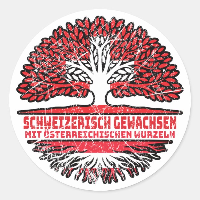 Österreich Österreichisch Schweizer Schweiz Baum Classic Round Sticker (Front)