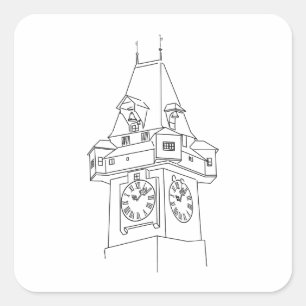 Österreich Steiermark Grazer Uhrturm Square Sticker