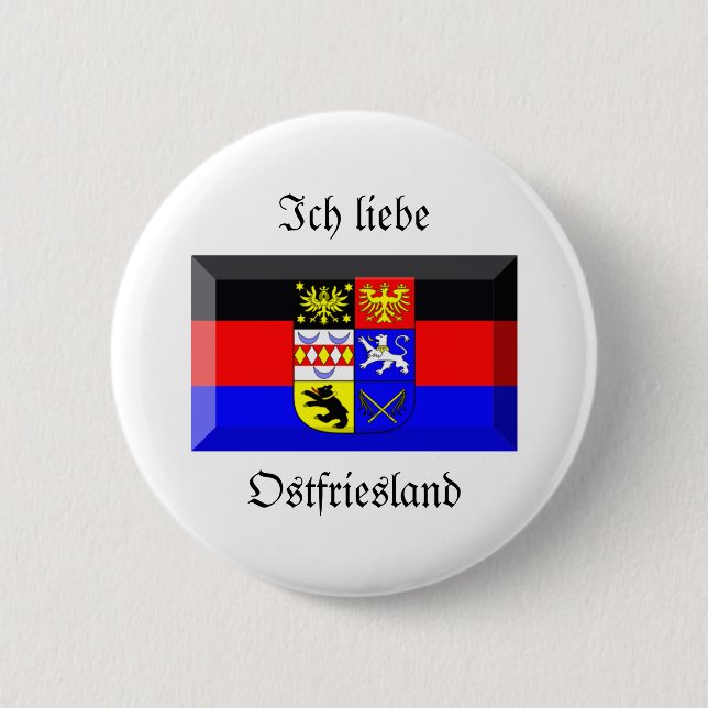 Ostfriesland Flag Gem 6 Cm Round Badge (Front)