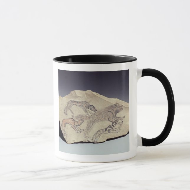 Ostracon depicting a dog chasing a hyena (limeston mug (Right)
