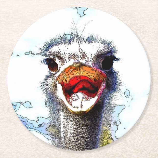 Ostrich20150701 Round Paper Coaster (Front)