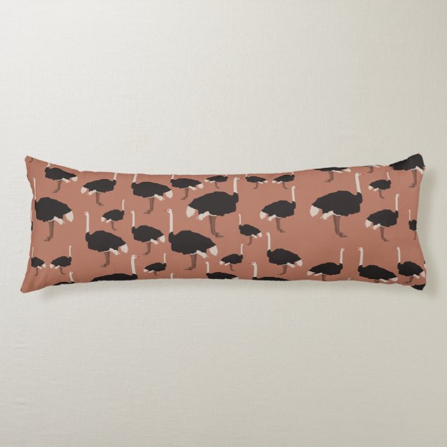 Ostrich Bird Illustration Pattern  Body Cushion (Front)