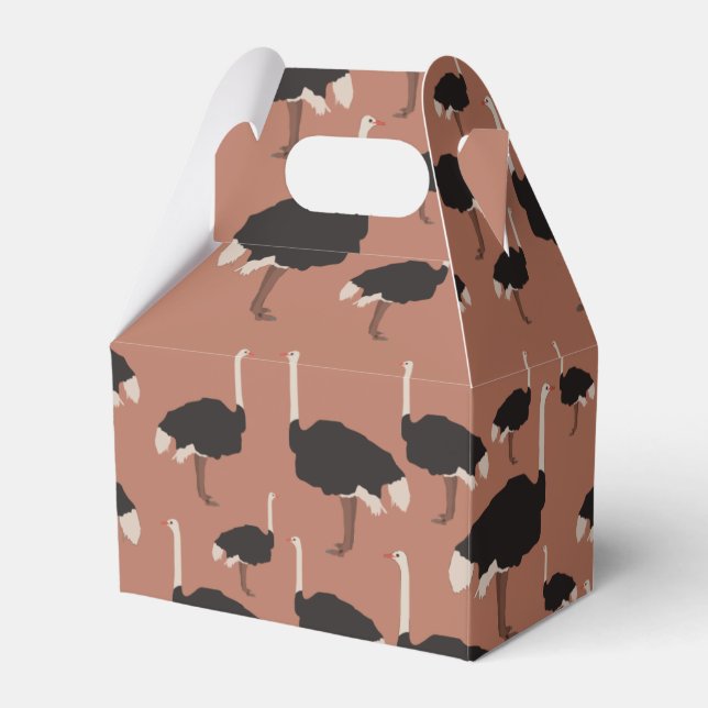 Ostrich Bird Illustration Pattern  Favour Box (Front Side)