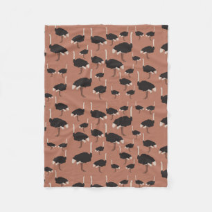 Ostrich Bird Illustration Pattern Fleece Blanket