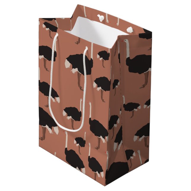 Ostrich Bird Illustration Pattern   Medium Gift Bag (Front Angled)