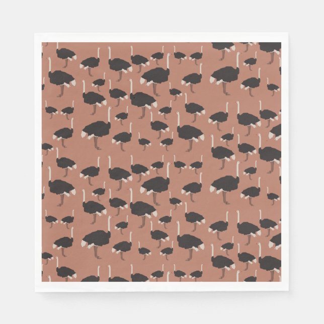 Ostrich Bird Illustration Pattern Napkin (Front)