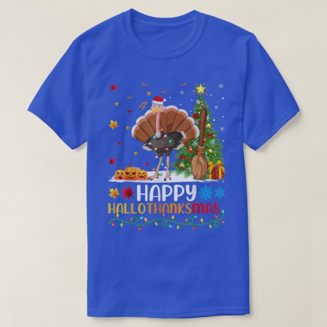 Ostrich Bird Lover Funny Happy Ostrich HelloThanks T-Shirt (Design Front)