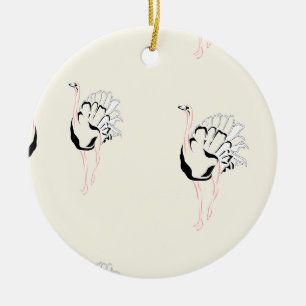 ostrich bird on brown ceramic ornament