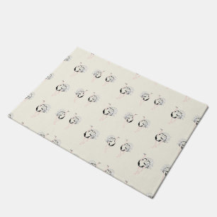 ostrich bird on brown doormat