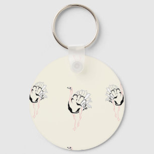 ostrich bird on brown key ring