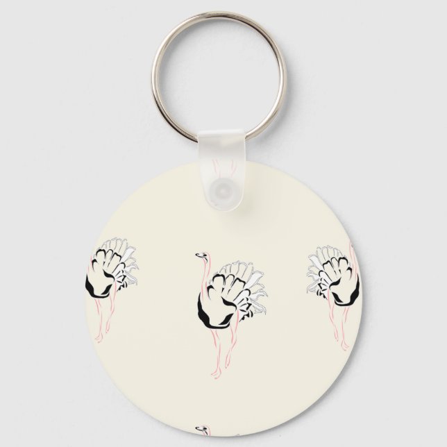 ostrich bird on brown key ring (Front)