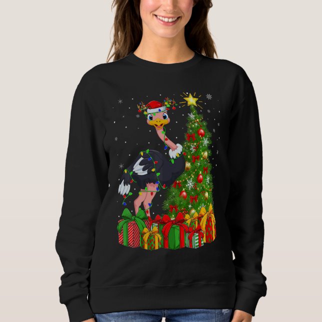 Ostrich Bird   Xmas Holiday Santa Ostrich Christma Sweatshirt (Front)
