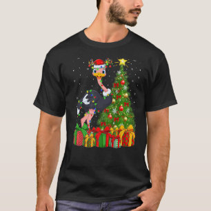 Ostrich Bird Xmas Holiday Santa Ostrich Christmas T-Shirt