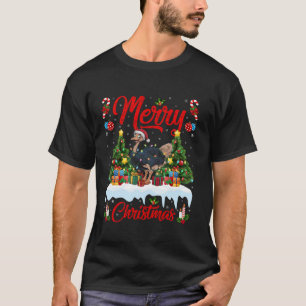 Ostrich Bird Xmas Tree Lighting Santa Hat Ostrich T-Shirt