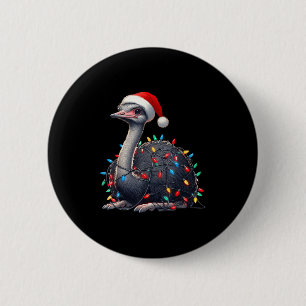 Ostrich Christmas Lights Funny Santa Hat Merry Xma 6 Cm Round Badge