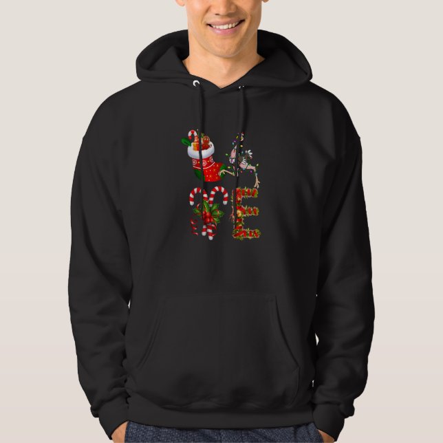 Ostrich Christmas Lights Led  Santa Hat Christmas Hoodie (Front)