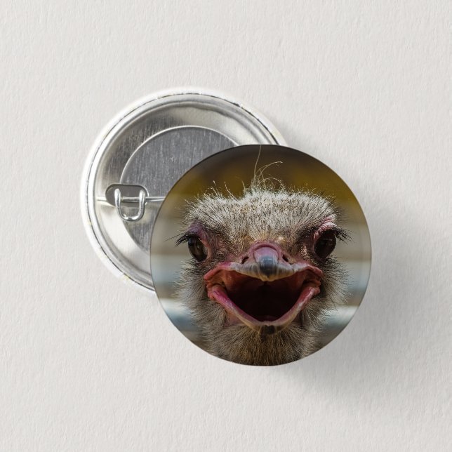 Ostrich Face Close-up 3 Cm Round Badge (Front & Back)