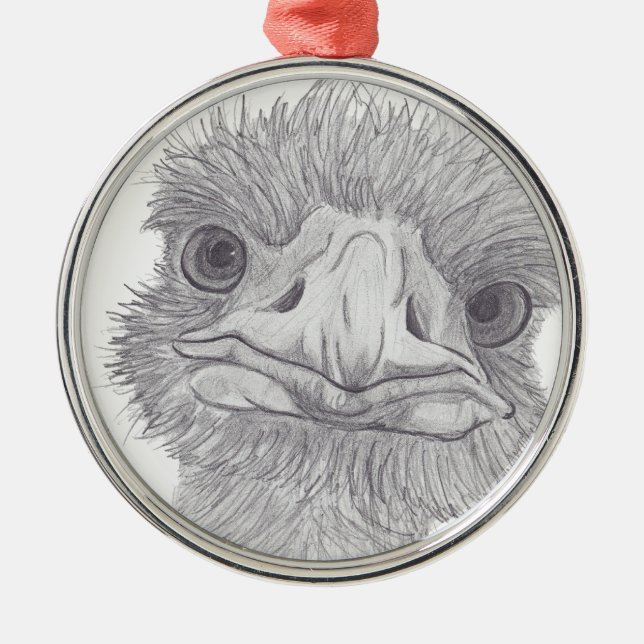 Ostrich Face Metal Tree Decoration (Front)