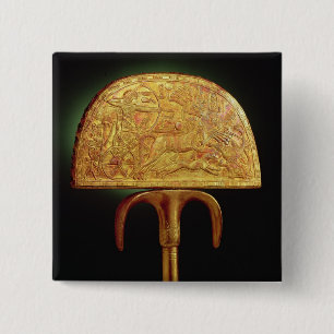 Ostrich-feather fan, from Tomb of Tutankhamun 15 Cm Square Badge