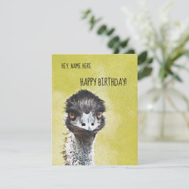 Ostrich Funny Birthday Card (Standing Front)