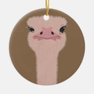 Ostrich funny face ceramic tree decoration