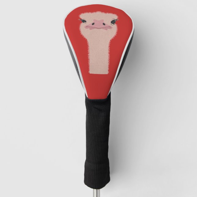 Ostrich funny face golf head cover (Front)