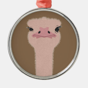 Ostrich funny face metal ornament