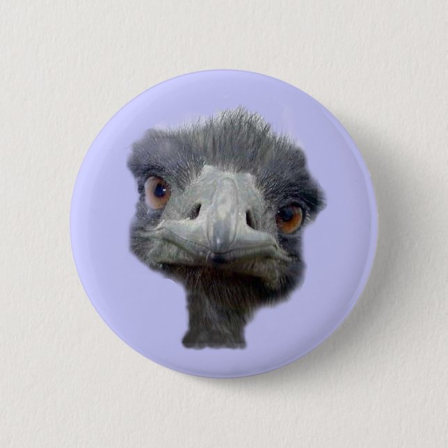 Ostrich head 6 cm round badge (Front)