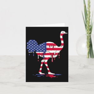 Ostrich Ice Cream Drip American USA Flag 4th of Card