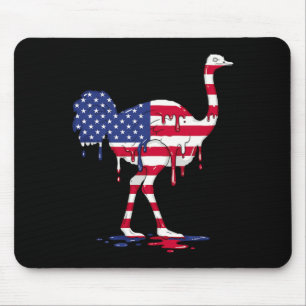 Ostrich Ice Cream Drip American USA Flag 4th of Mouse Pad
