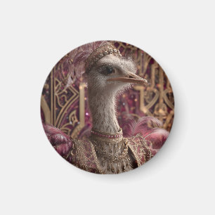 Ostrich in Ornate Royal Gown and Crown Magnet