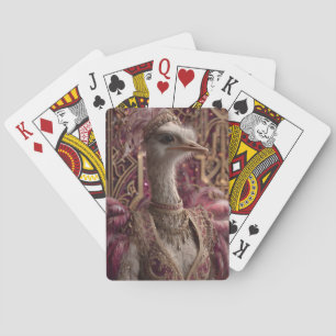 Ostrich in Ornate Royal Gown and Crown Playing Cards