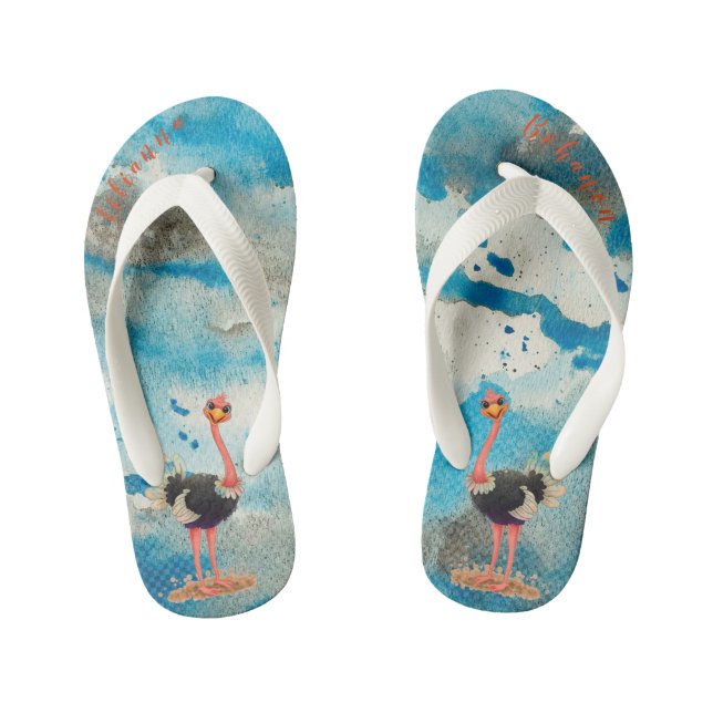 Ostrich Kid's Thongs (Footbed)