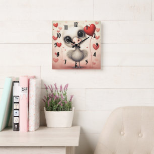 Ostrich Love 1 Square Wall Clock